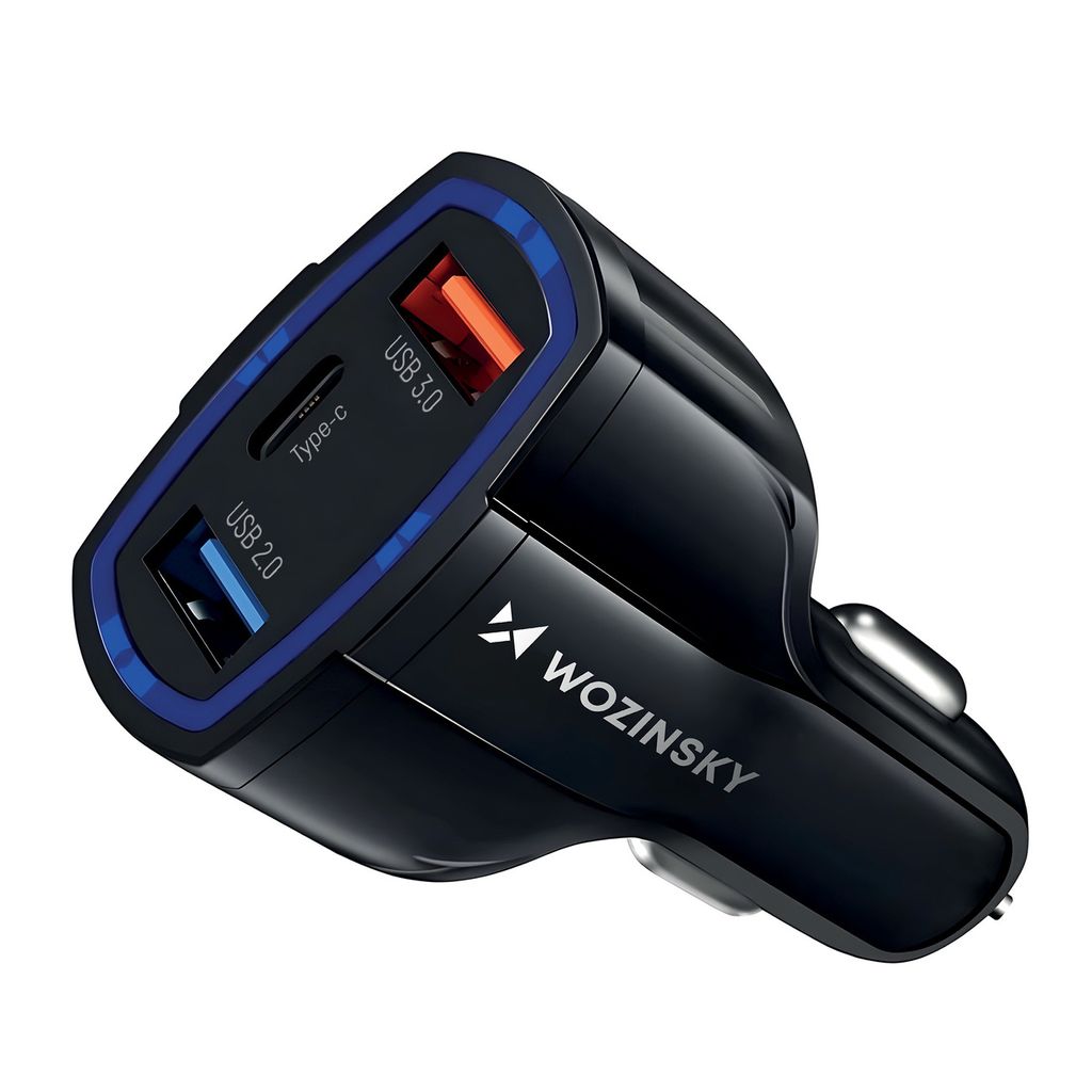 Wozinsky Autoladegerät Usb X2 Und Usb C Schwarz (Wcc-01)