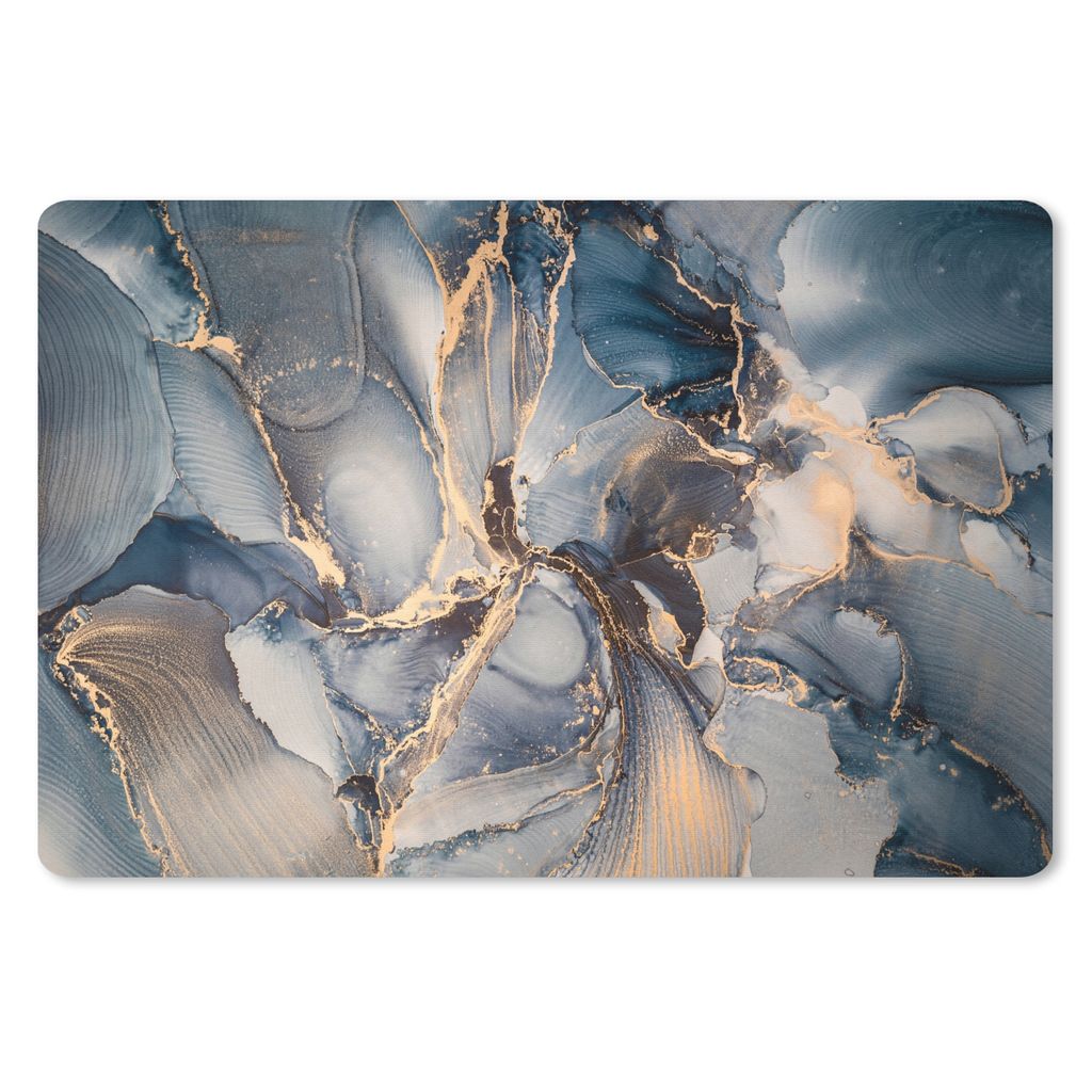 MuchoWow Schreibtischunterlage Marmor - Grau - Blau - Luxus - Gold 60x40 cm - XXL Mauspad - Großes Mauspad