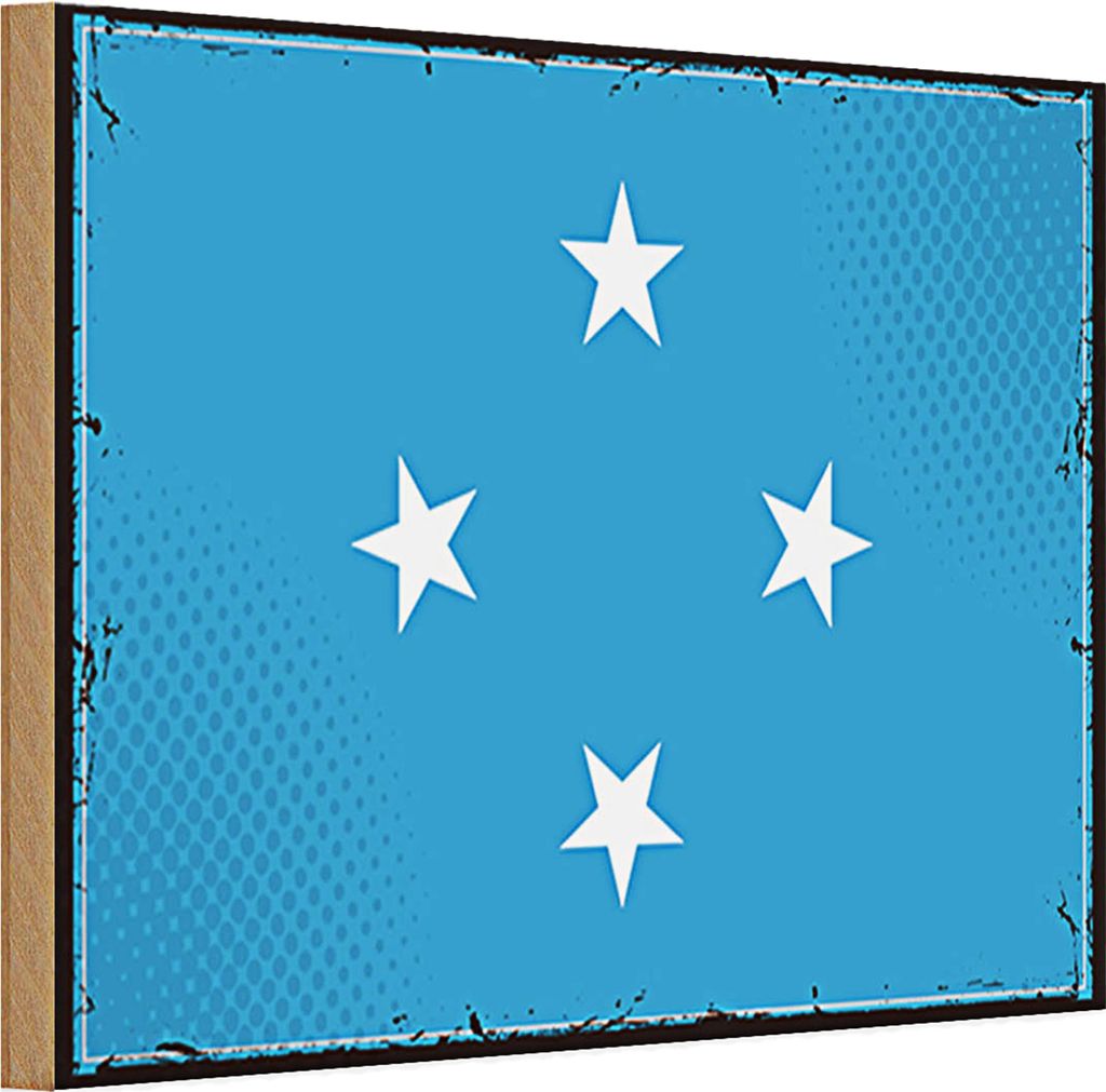 Holzschild Flagge Mikronesien 30x20cm Micronesia Retro