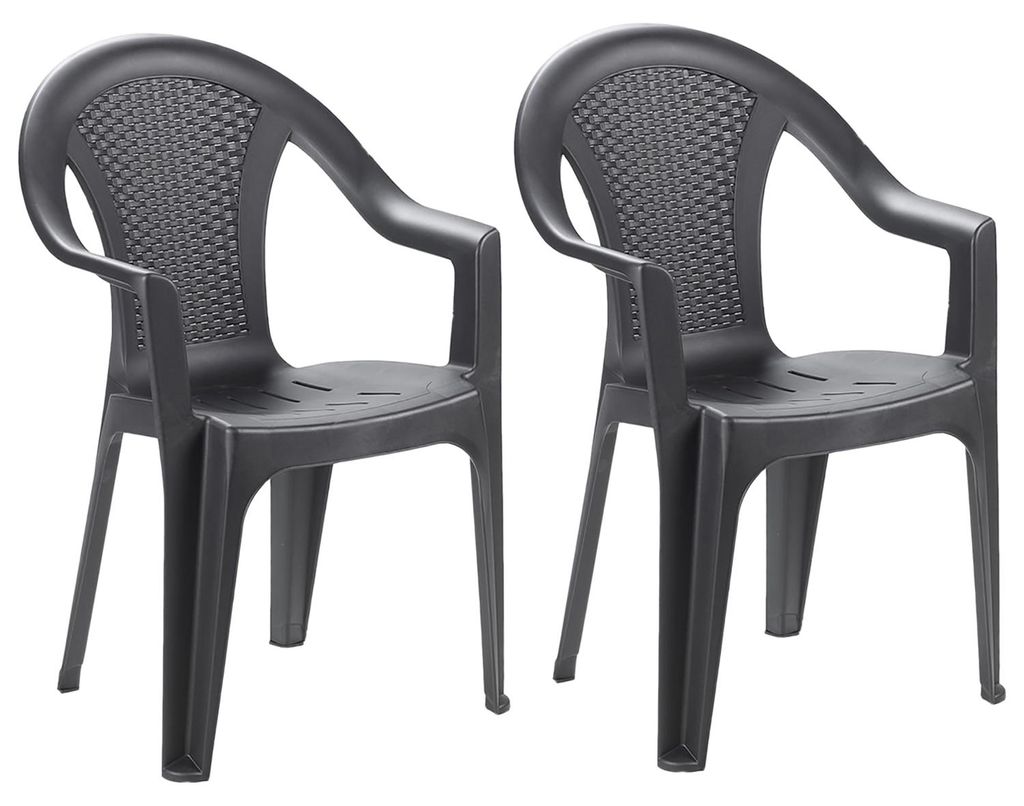 2er Set Stapelstühle Gartenstuhl Rattan-Optik stapelbar Produktbild 