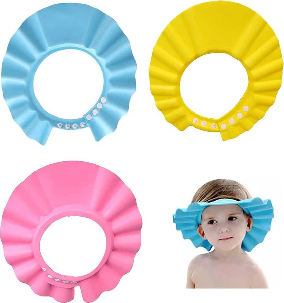 3 Stück Kinder Shampoo Kappe, Baby Duschhaube, Wird zum Schutz von Augen und Ohren verwendet