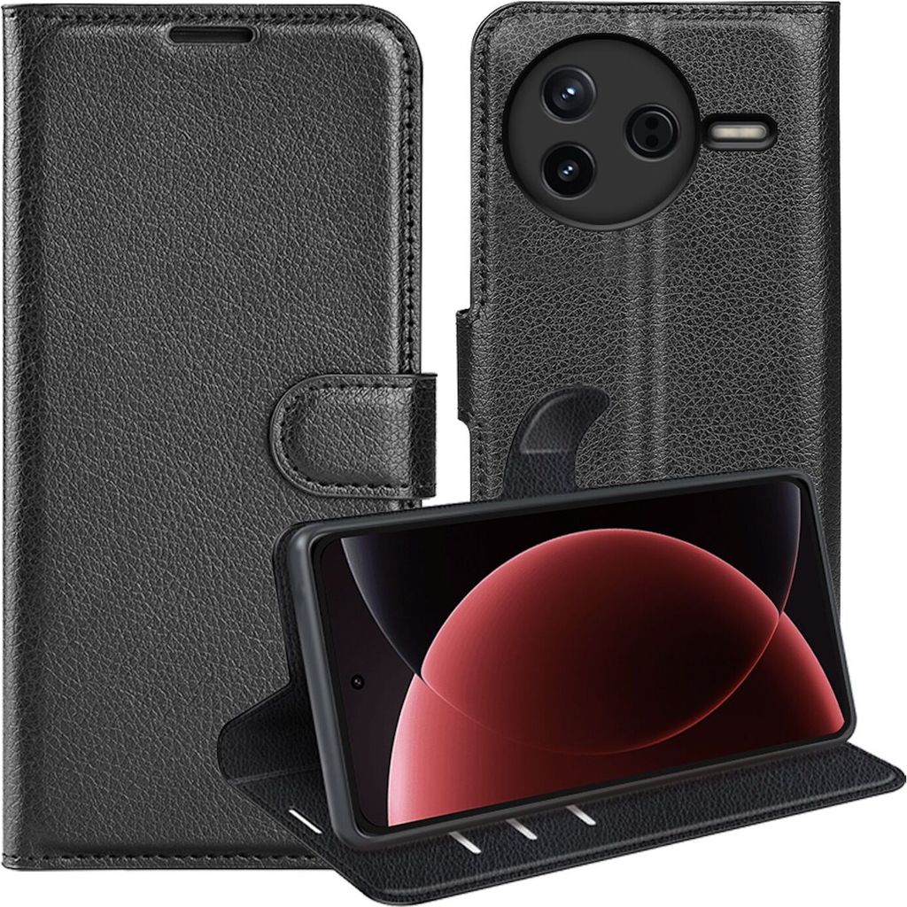 Für Xiaomi Poco F7 Ultra Kunstleder Book Wallet Handy Tasche Hülle Cover Schwarz