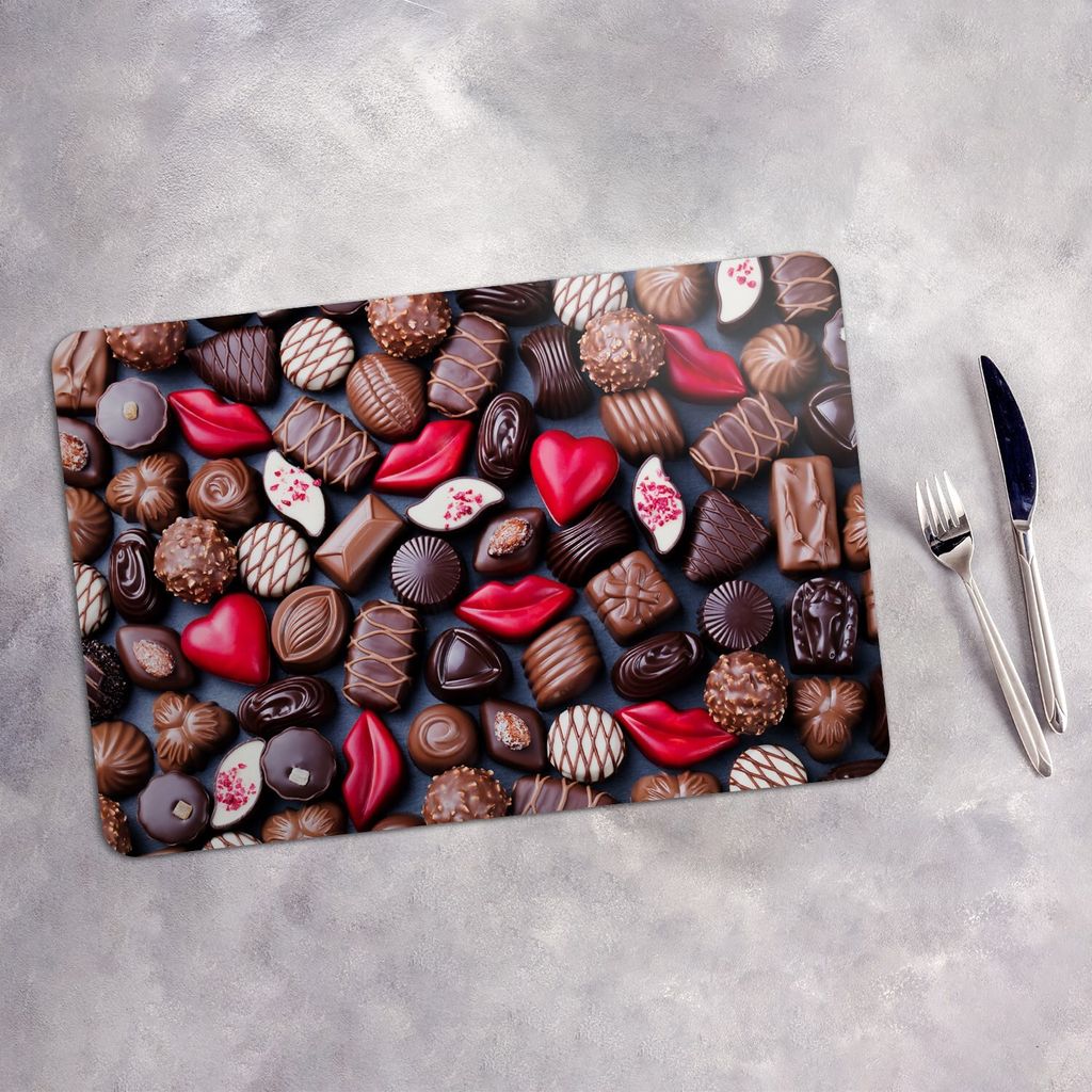 Tischset 6x45x30 cm Platzset Tischmatte Platzmatte Untersetzer - Dunkle Milchschokolade