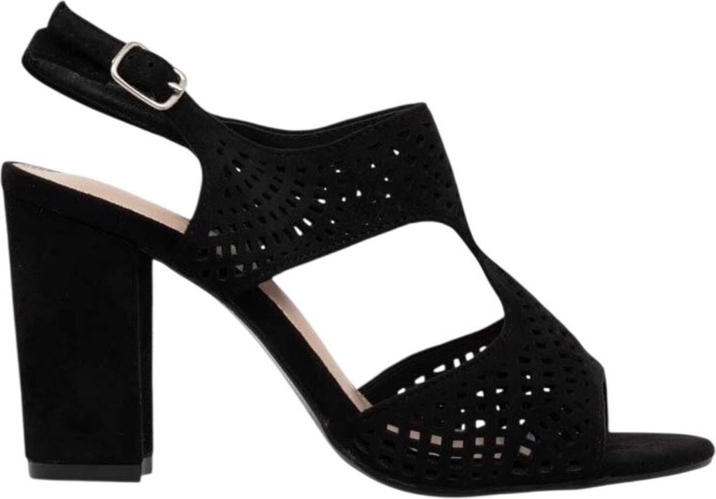 Damen Durchbrochene Sandalen Elegante Blockabsatz High Heel Mali Schwarz Gr.41