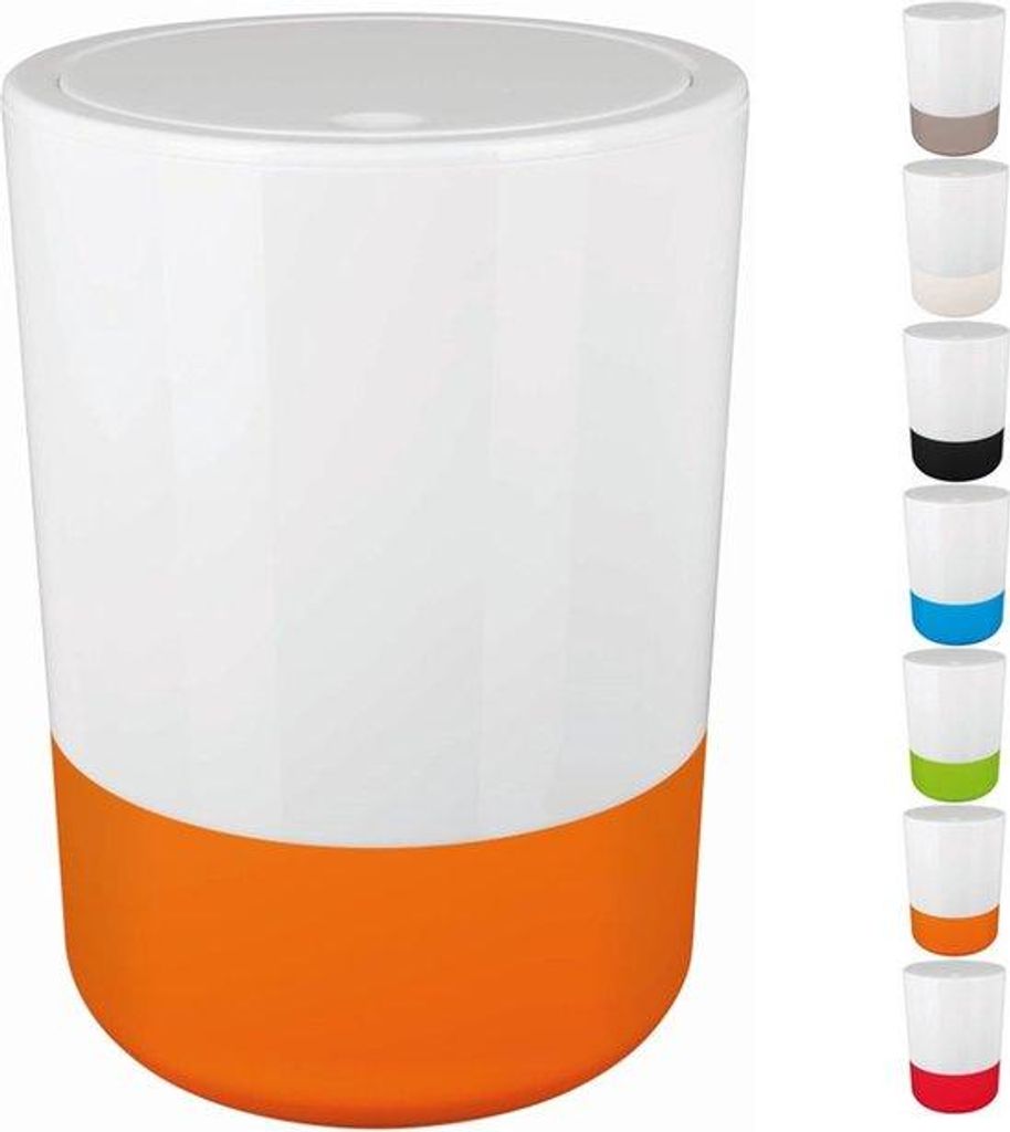 Emmer mit klappbarem Deckel, 5 Liter, aus Kunststoff, weiß/orange.