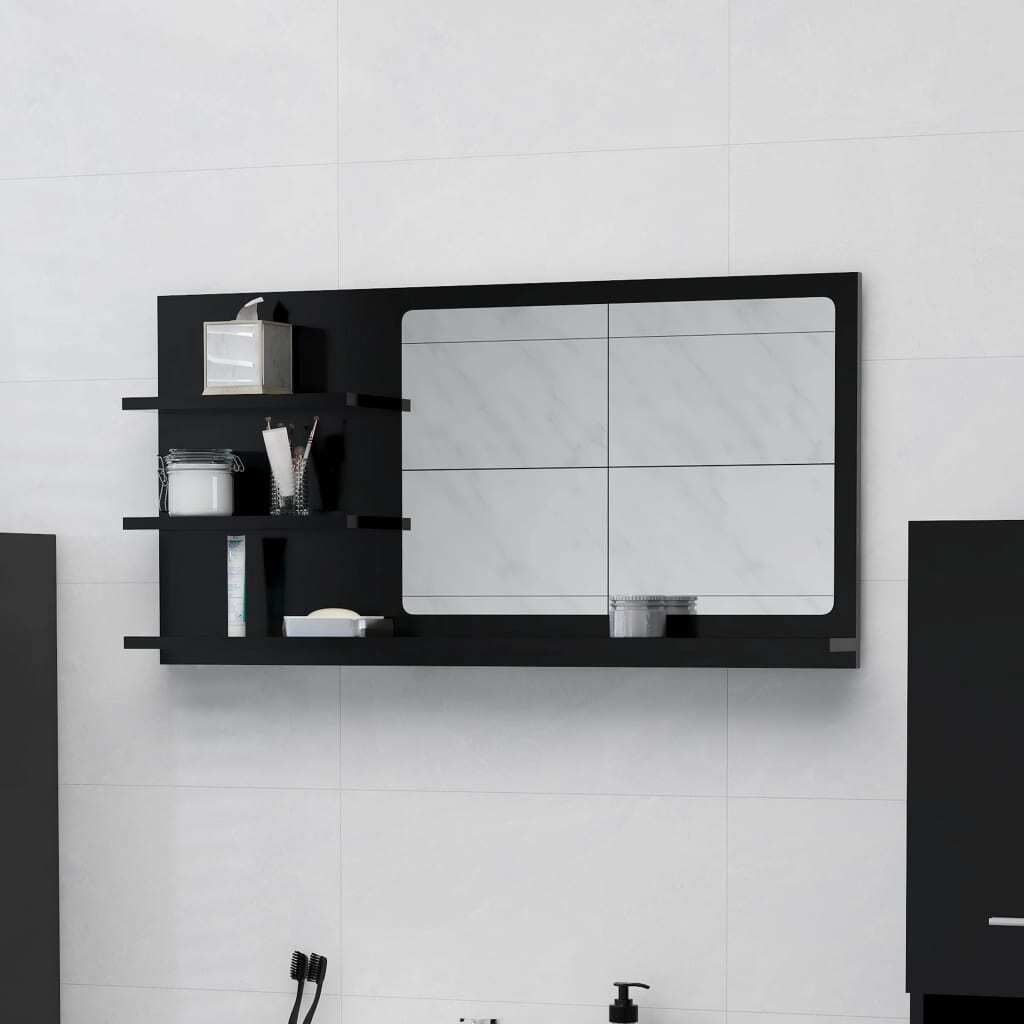 ZMH Badspiegel Schwarz 90x10,5x45 cm Holzwerkstoff