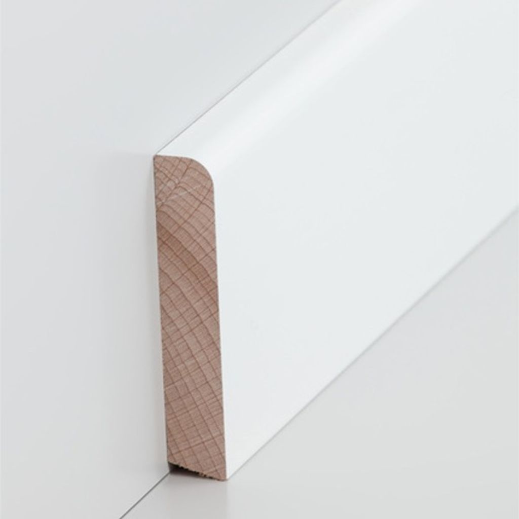 Sockelleiste weiß 13 x 70 Holz Buche Lackiert Fußleiste RAL 9010