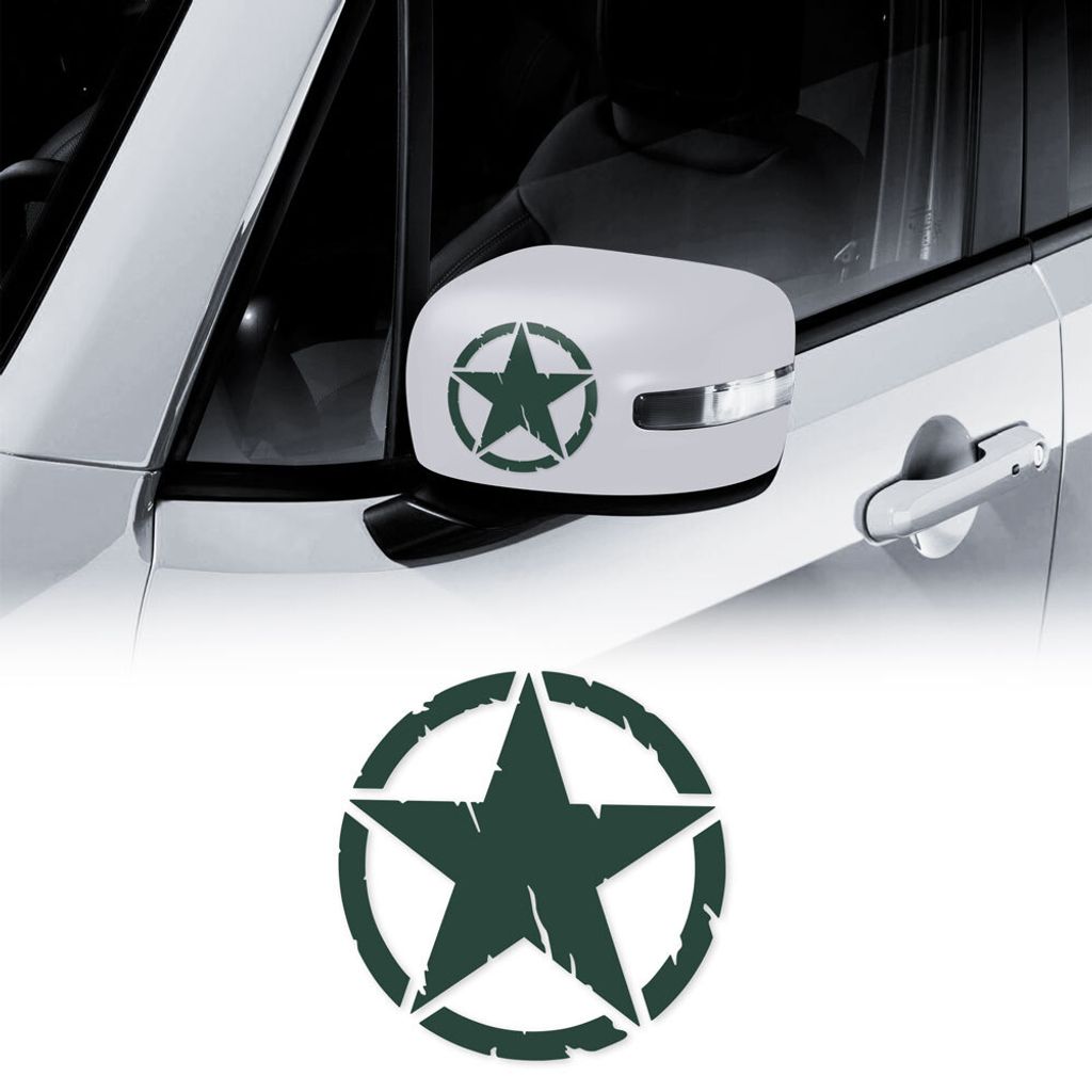 Aufkleber Stern Army Militare für Jeep Renegade, Diam 9 cm, Grün, 2 Stück