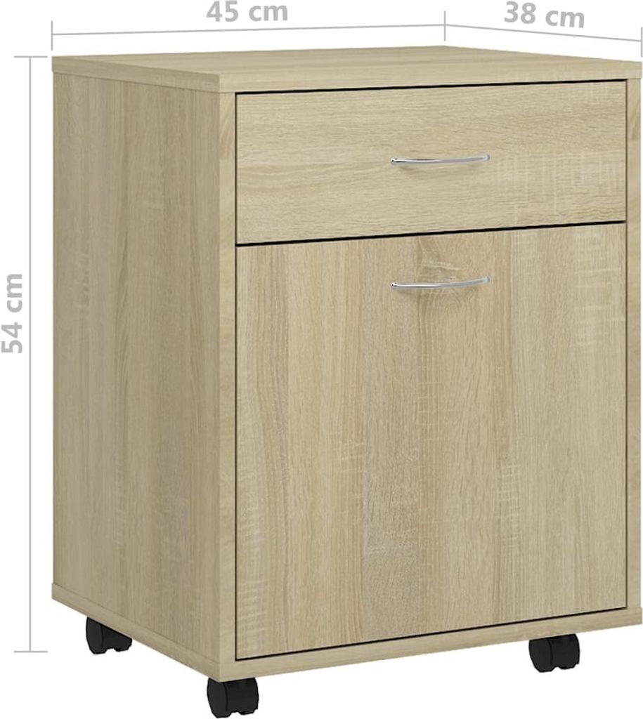 vidaXL Szafka na kółkach dąb sonoma 45x38x54 cm materiał Zdjęcie produktu 8