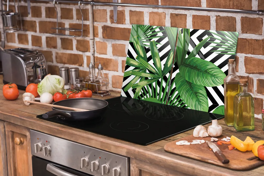 Coprifornelli 75x52 Vetro Temperato Foglie Verdi - Proteggi Cucina - 8