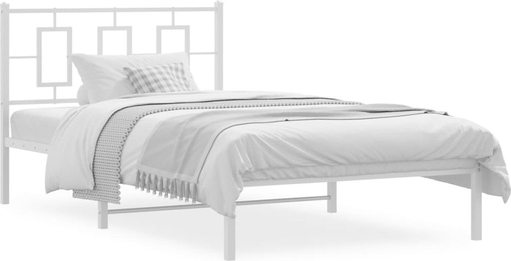 vidaXL Bettgestell mit Kopfteil Metall Weiß 107x203 cm