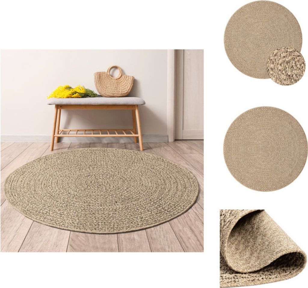 vidaXL Teppich 120 cm Jute-Optik Innen und Außen - Teppiche