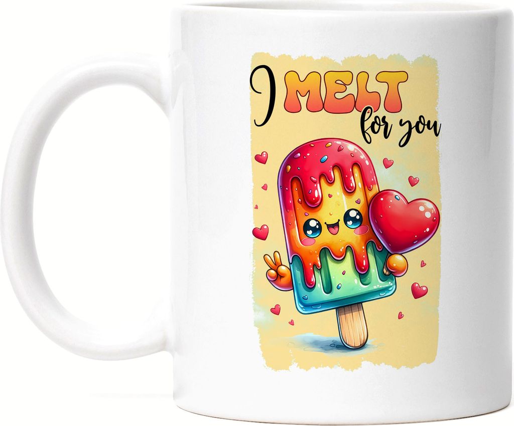 I Melt For You Tasse Weiß Eiscreme Herz Liebe Süßes Geschenk Romantisches Design