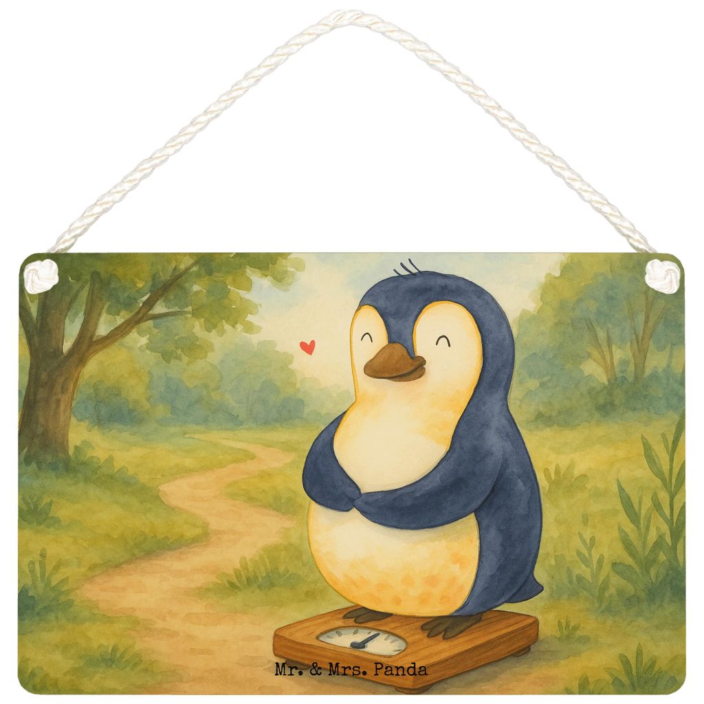 Mr. & Mrs. Panda wandtafel Pinguin Diät Design DIN A5 - Weiß - Geschenk, Abnehmen, Motivation, Türschild, kleine aufmerksamkeit, Holzschild, Sch...