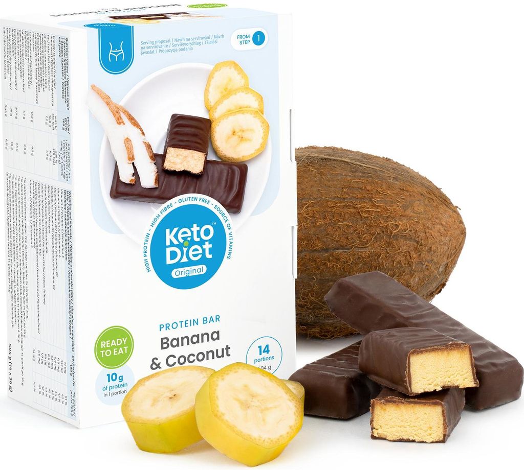 Eiweißriegel – Kokos-Banane mit hohem Proteingehalt, glutenfrei (14 Stück)