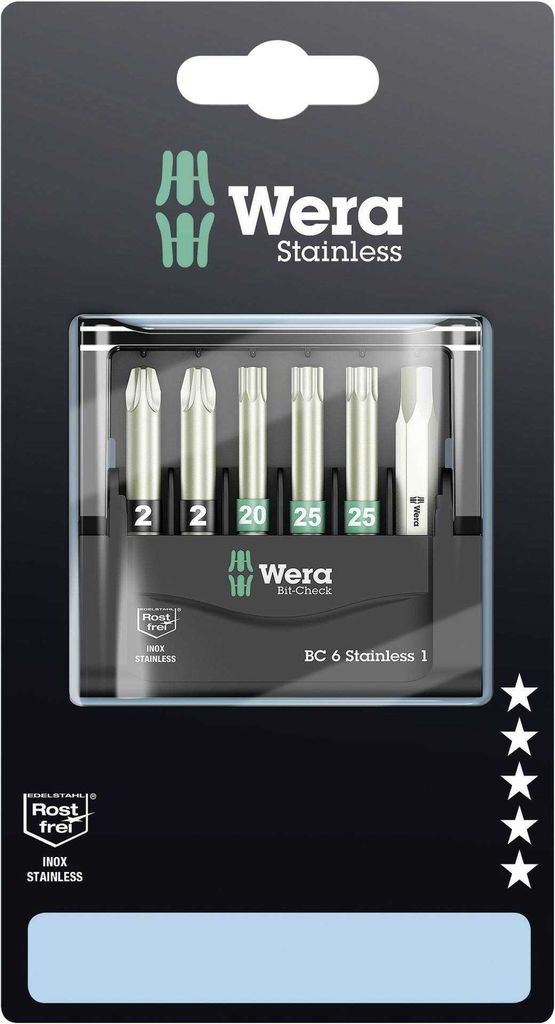 Wera - Bit-Sortiment, Bit-Check 6 Stainless 1 SB, 6-teilig; 5073634001