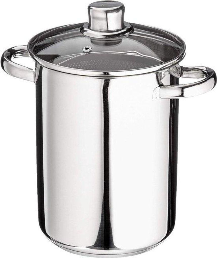 Spargeltopf 16cm Edelstahl Silber mit Edelstahleinsatz und Klappe für alle Herdarten