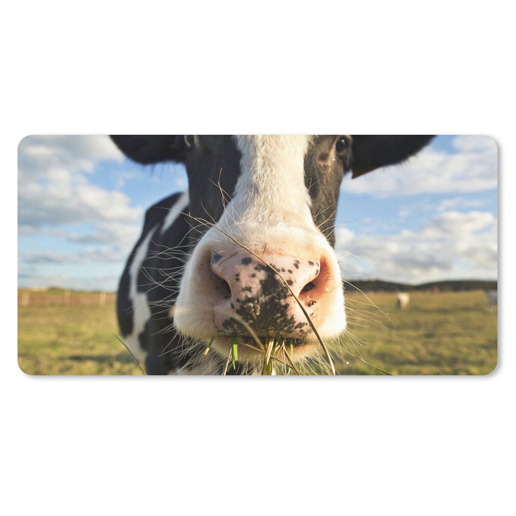 MuchoWow Mauspad Mousepad Kuh - Licht - Gras 60x30 cm - Mousepads - Maus Mat - Pad - Mausunterlage - Nachhaltig