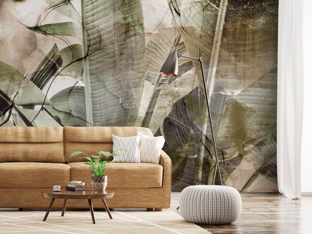 Vlies Fototapete tropische Blätter 300x210 cm Tapeten Wandtapete XXL Pflanze Jungle Natur wie gemalt b-C-0776-a-a