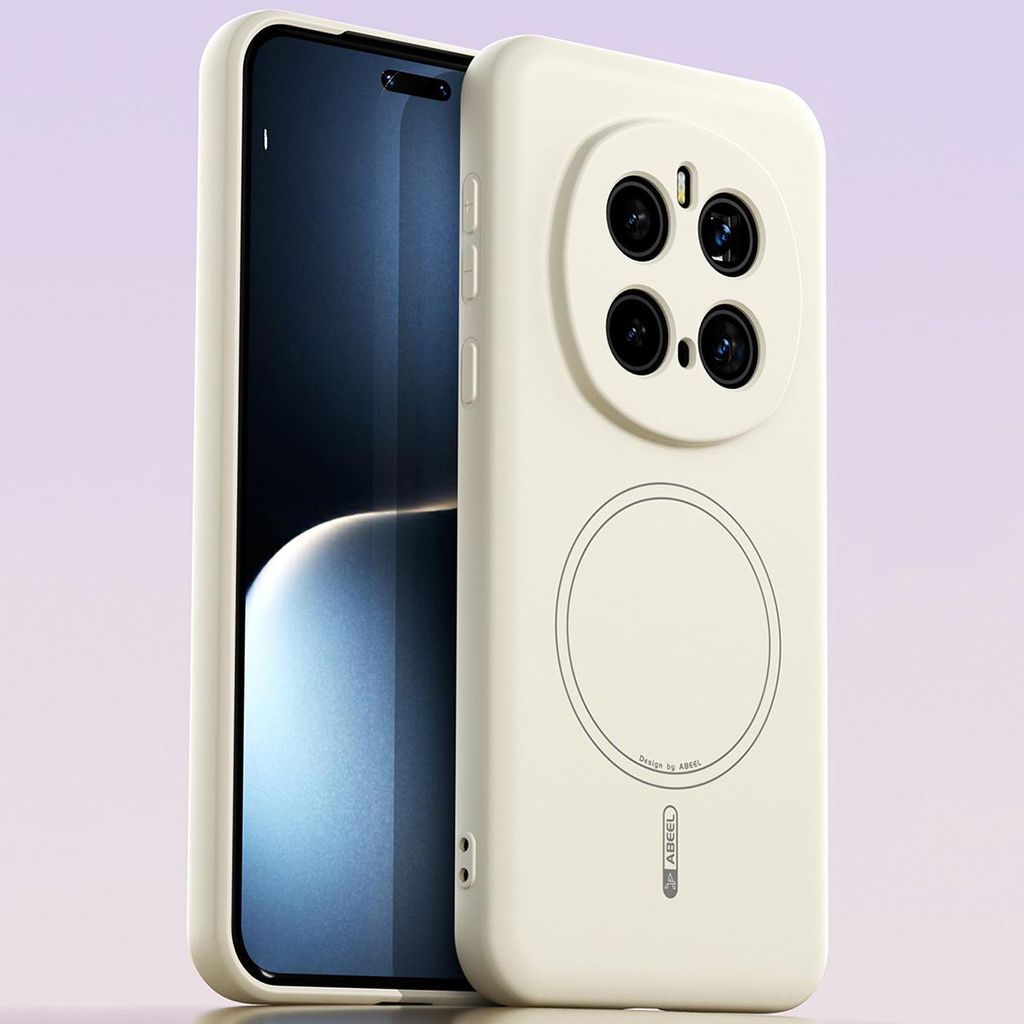 Magnetische Handyhülle für Honor Magic7 Pro, MagSafe kompatible, Flüssig Silikon Stoßfest Kratzfest Hülle Beige