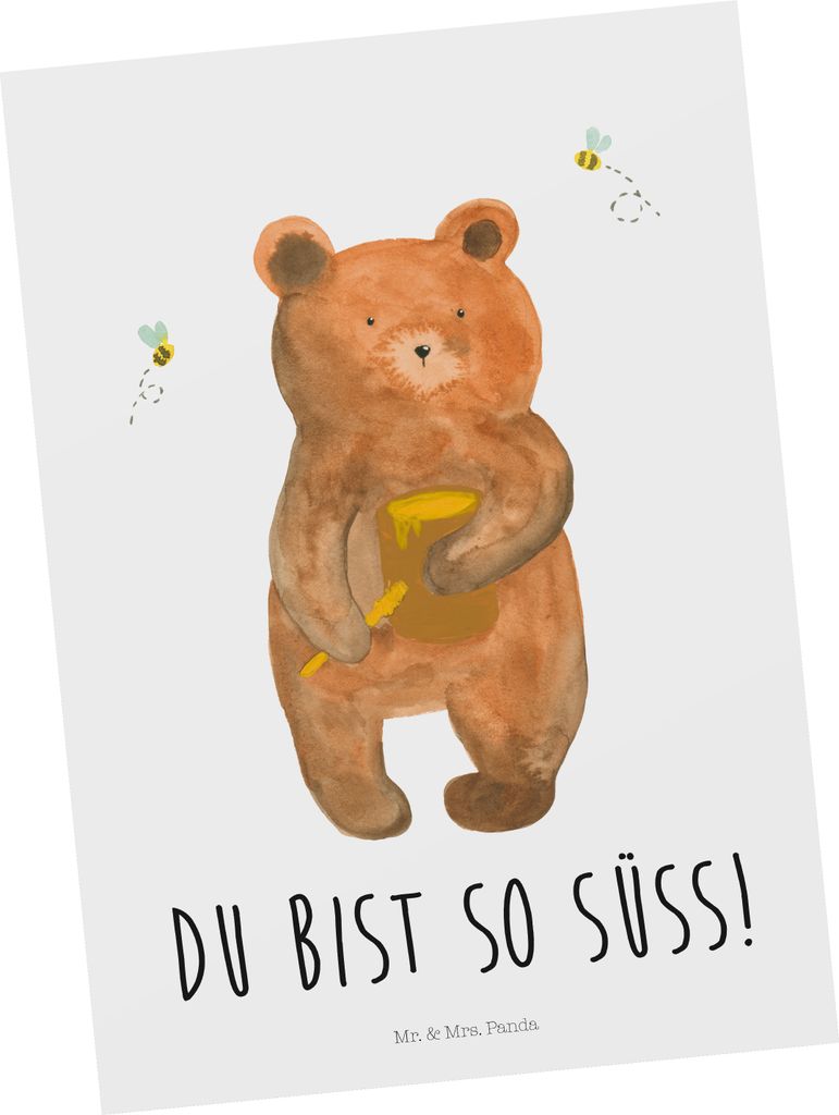 Mr. & Mrs. Panda Postkarte Bär Honig - Weiß - Geschenk, Ansichtskarten, Freund, Fotokarte, Partner, Ansichtskarte, Liebe, Teddy, Grußkarte, Post...