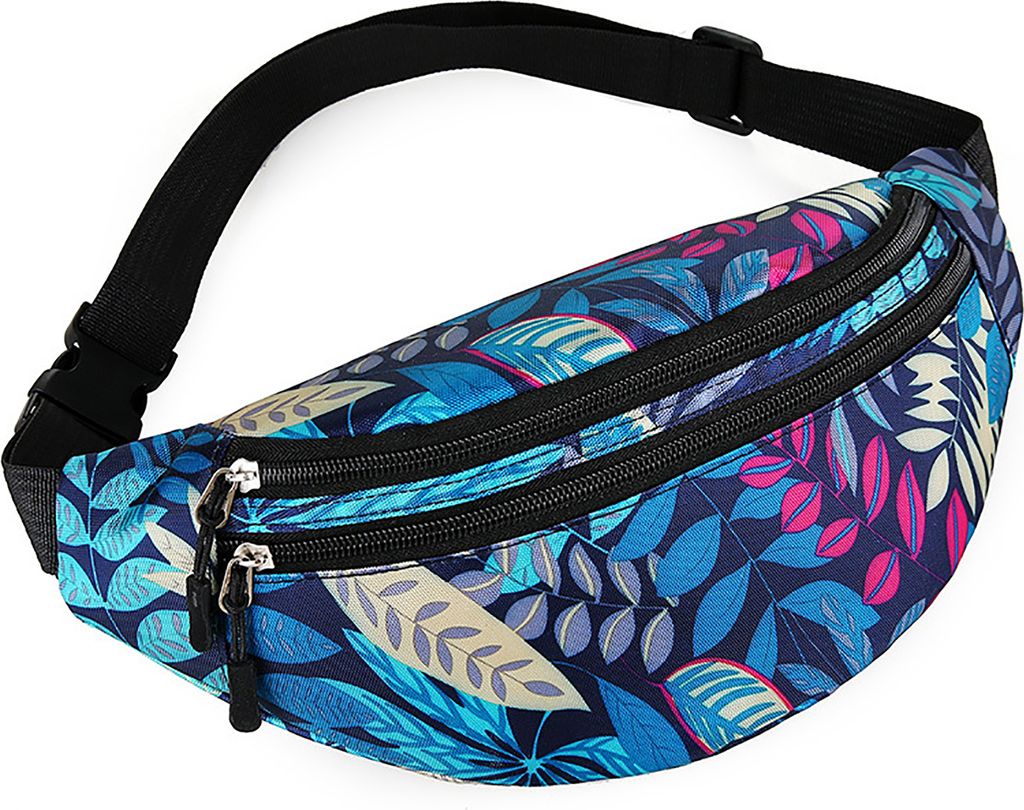 Hüfttasche mit mehreren Taschen, Blattdruck, Nylon, wasserdicht, lässig, Geschenk, tragbar, Damen-Gürteltasche, Umhängetasche, Brusttasche, fü...