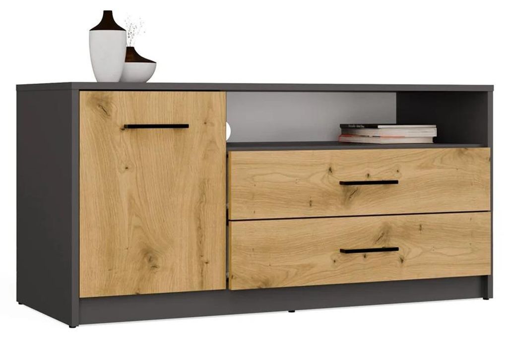 TV-Schrank Simplo 1D2S Anthrazit Eiche Artisan TV-Tisch Produktbild 