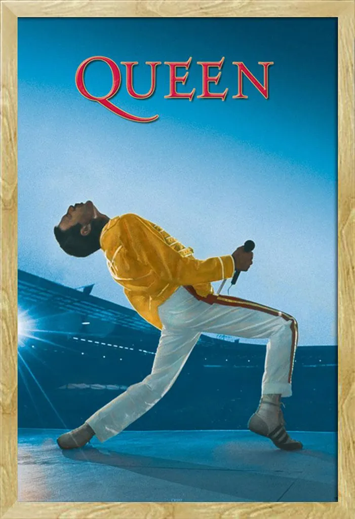 Décoration Murale Rock Queen Live at Wembley Cadre Bois Hêtre 61x91 cm