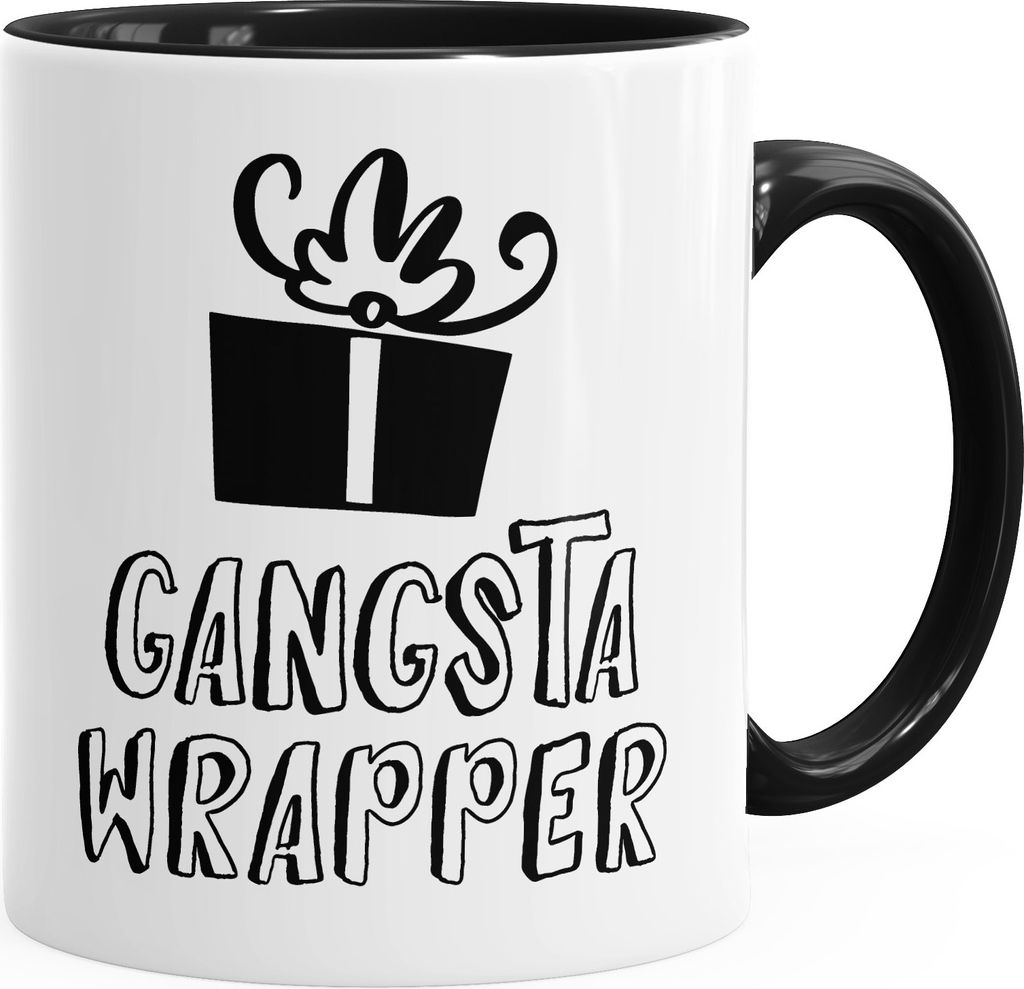 Kaffee-Tasse Weihnachten Gangsta Wrapper Tasse lustig Geschenk Einpacker MoonWorks schwarz unisize