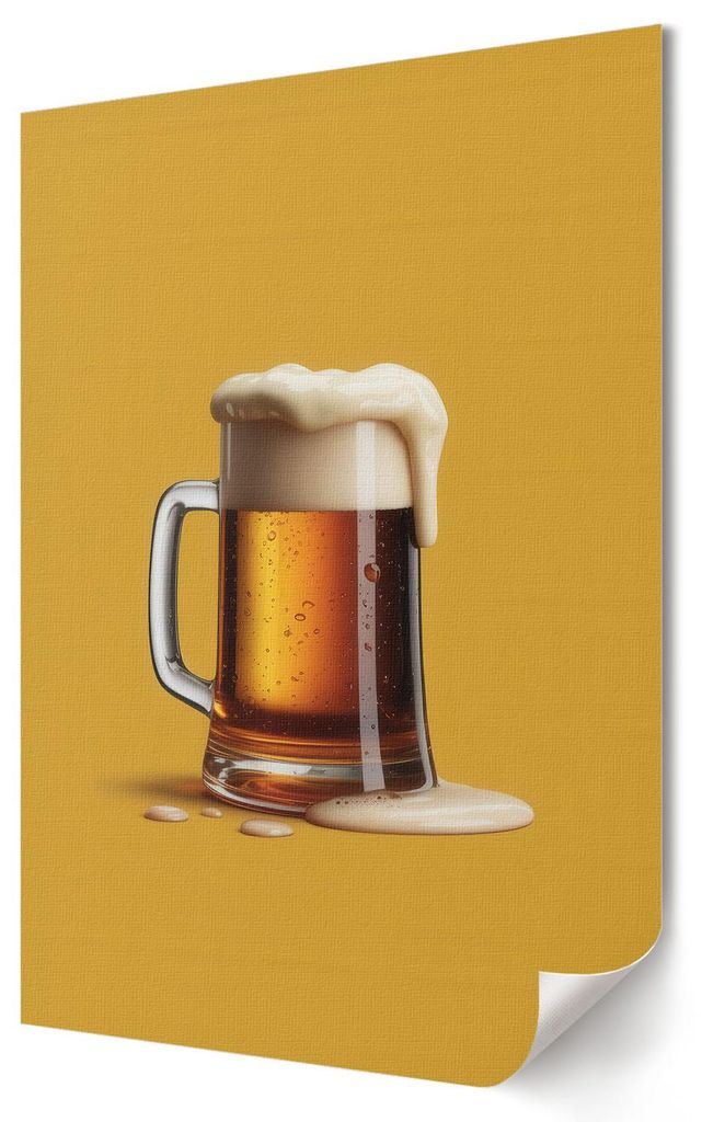Ein Krug Bier- Kunstdruck A4 - Minimalistisch, Popkultur- Wandbild für Wohnzimmer Schlafzimmer & Flur, Modernes Poster Wanddeko, Ungerahmt