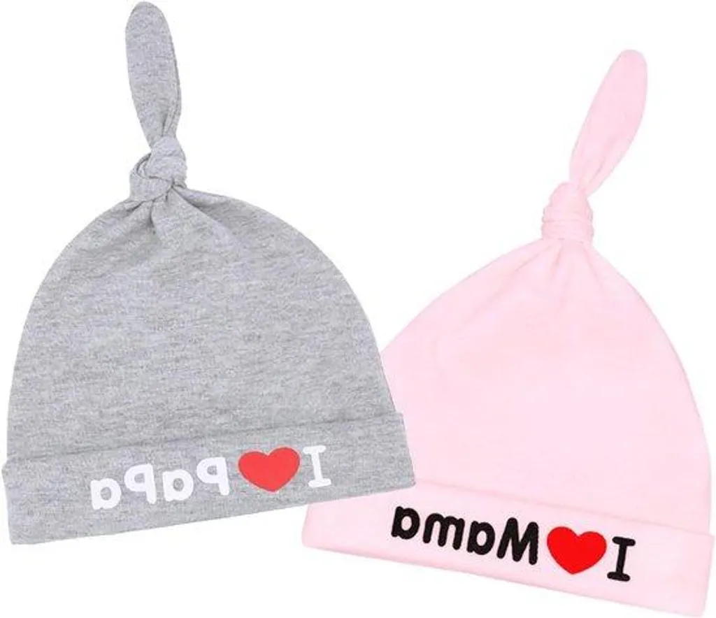 Bonnet bébé 0-3 mois en coton hypoallergénique, pack bicolore gris rose