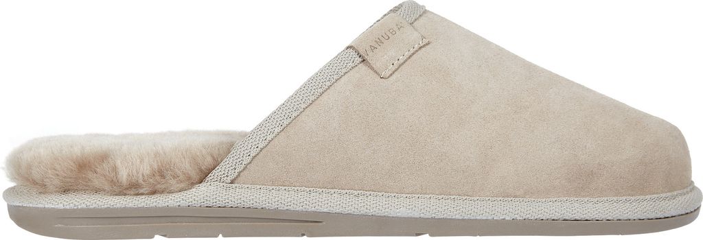 Vanuba - Herren Hausschuhe Soay Moderne Pantoffeln Echtleder Lammfell Natur Wolle M008 Beige, Größe 42 EU