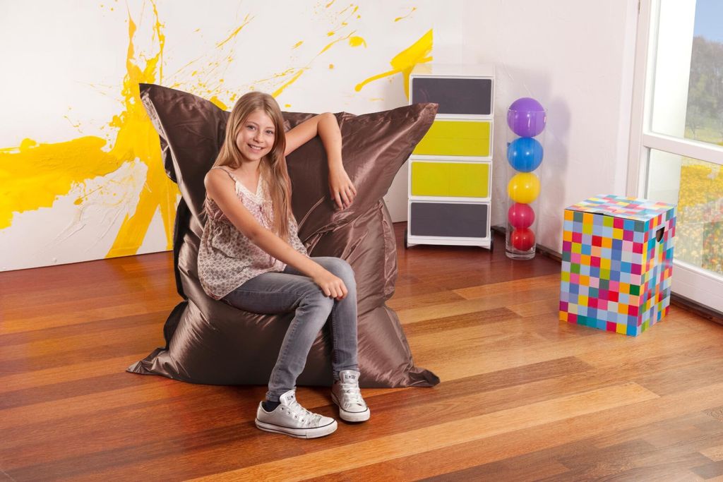 Smoothy Junior Sitzsack Metallic Bronze-Braun 140x110 cm | Bequemes Sitzkissen für Kinder & Jugendliche | Waschbarer Bezug, Nylon