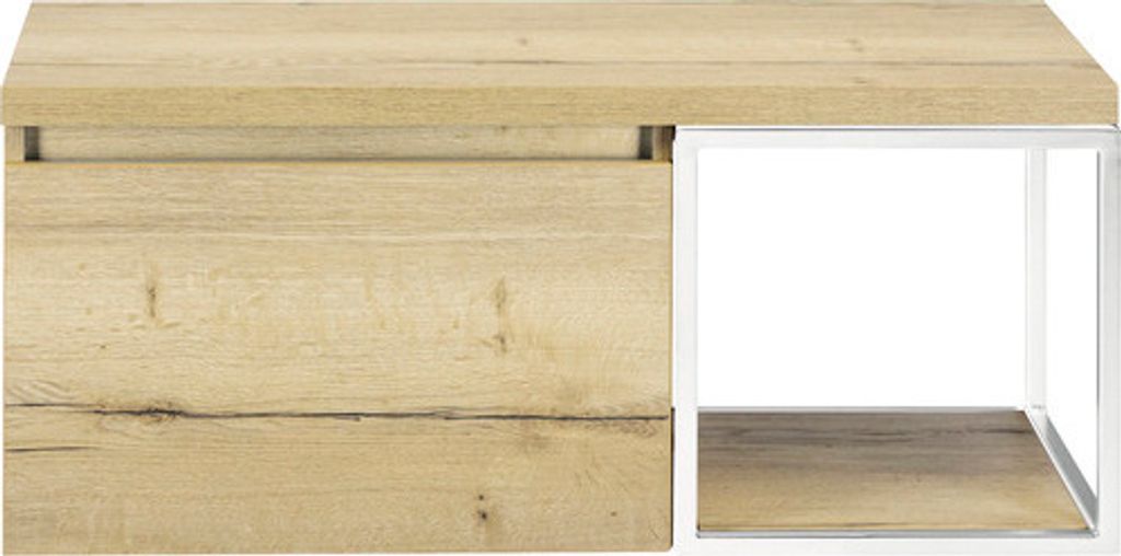 Waschtischunterschrank Sanox Frozen Frontfarbe eiche natur Regal weiß BxHxT 100,2 x 43,6 x 45 cm