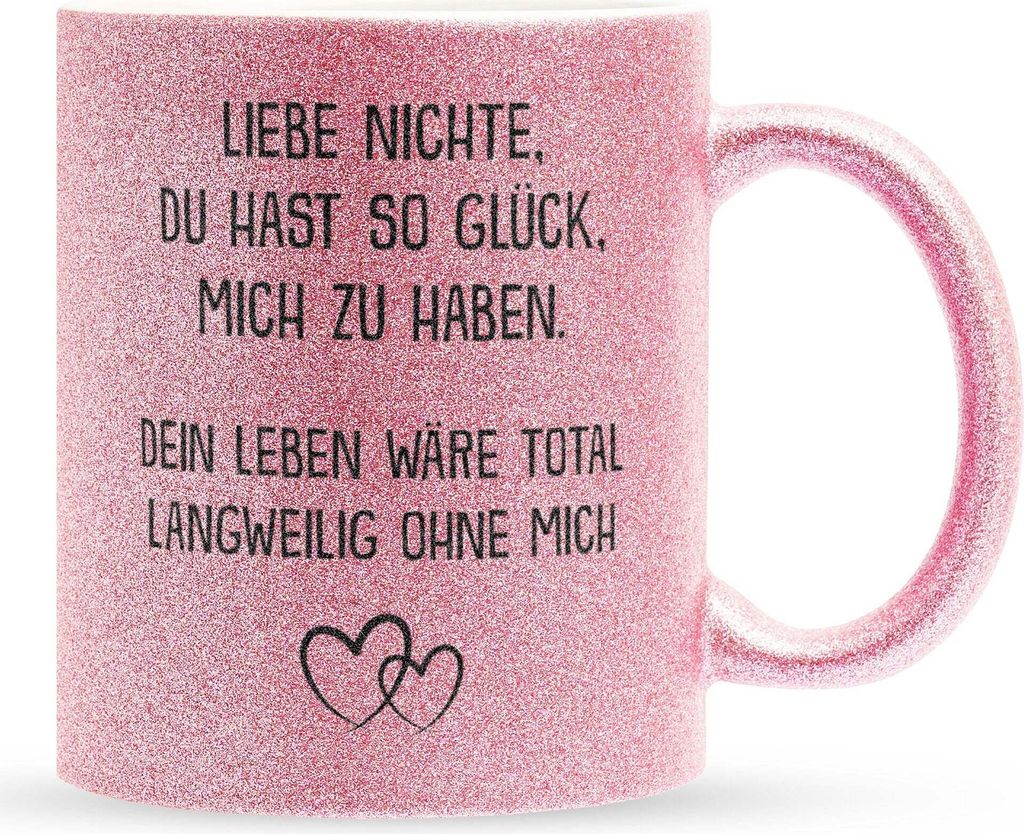 22Feels Glitzertasse Pink Nichte Geschenk 18. Geburtstag Mädchen Abitur Weihnachten Uni Abschluss Bachelor Master Meistertitel Firmung Haferl Frau...