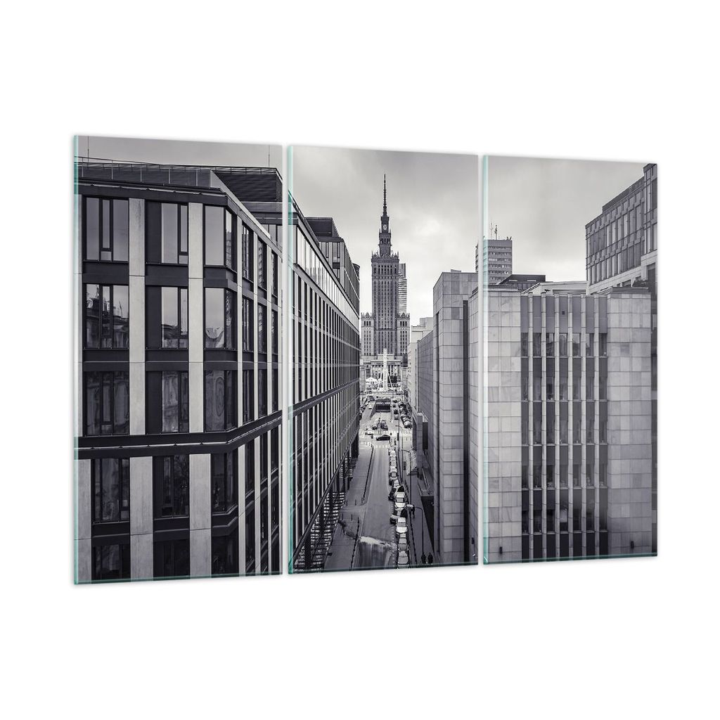 Bilder auf glas - 3 Teile - Warschau Palast Kultur - 165x110cm - Glasbilder - Wandbilder - Bilder - zum Aufhängen bereit - Wanddekoration aus Glas...