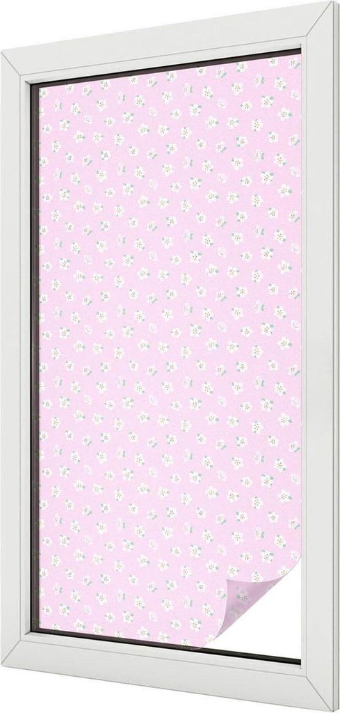 Buntglas Fensterfolie – 100x50 cm – Stained-Glass Design – blickdichte dekorative Sichtschutzfolie – selbstklebend, UV-Schutz – Blumenmuster