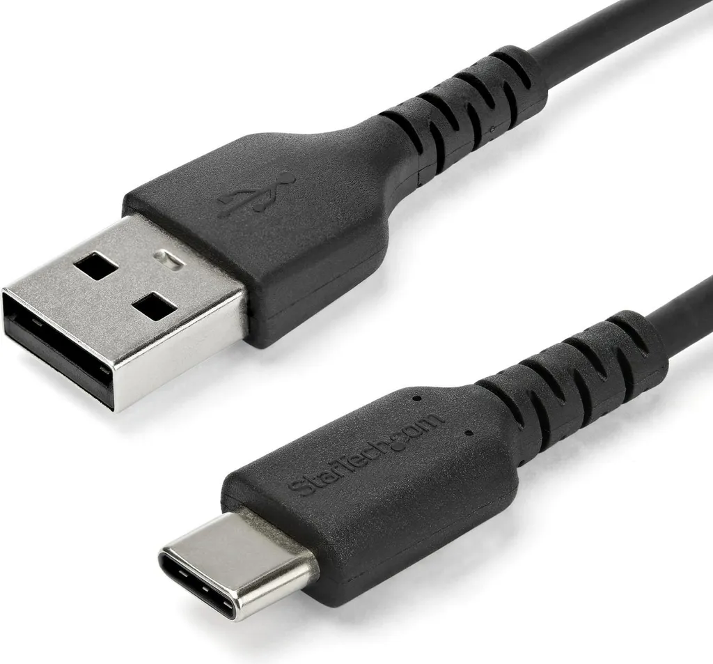 StarTech.com Cavo di Ricarica USB-A a USB-C da 1m - Resistente cavetto USB-C di Ricarica Veloce e Sync da USB 2.0 a USB Type C 3A - Rivestimento in TPE e Fibra Aramidica M/M Nero - Samsung S10, Ipad Pro, Pixel
