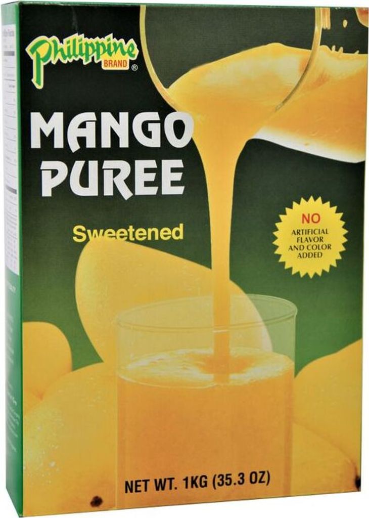 Philippine BRAND Mango Püree 1kg | Mango - Fruchtmark gesüßt | MANGO PUREE