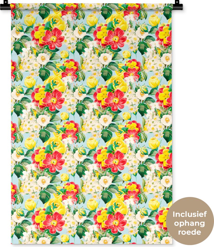 MuchoWow Wandteppich Wandbehang Blumen - Pastell - Farben 60x90 cm Tapisserie Dekoration Wandtuch - Foto-Teppich - Abwaschbar