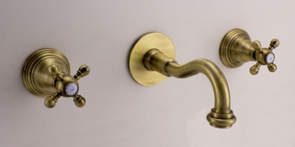 PB klassische Einbau-Wandarmatur mit Sterngriffen 20 cm Auslauf Bronze 1208855082