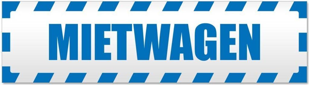 Kiwistar Mietwagen gestreift Magnetschild Schild magnetisch - 30cm Blau - Magnetfolie für Auto PKW Kfz