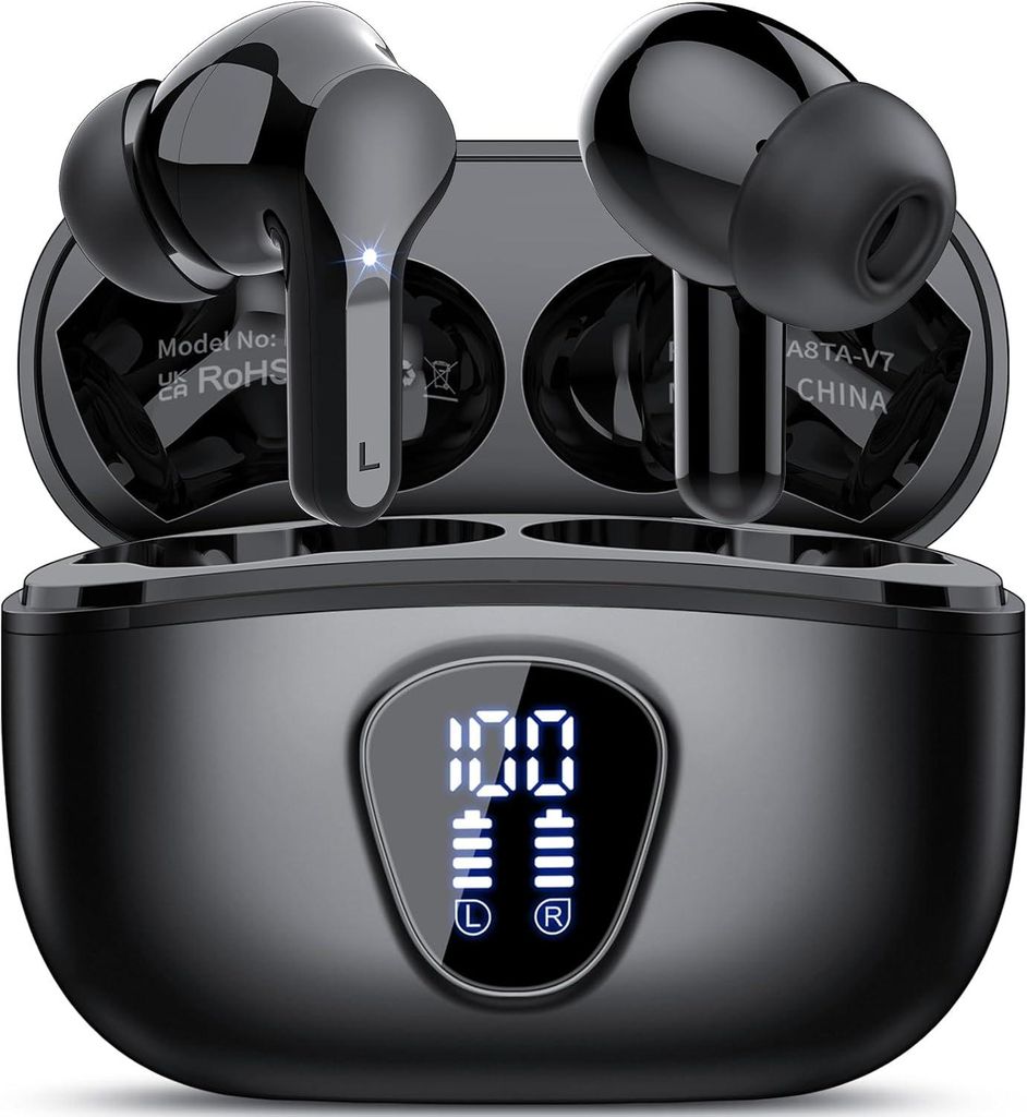 BESNOOW Bluetooth Kopfhörer In Ear, Wireless 5.4 Earbuds mit 4 ENC Mikrofonen, HiFi Stereo, 40h Akku, IP7 wasserdicht, Touch Control