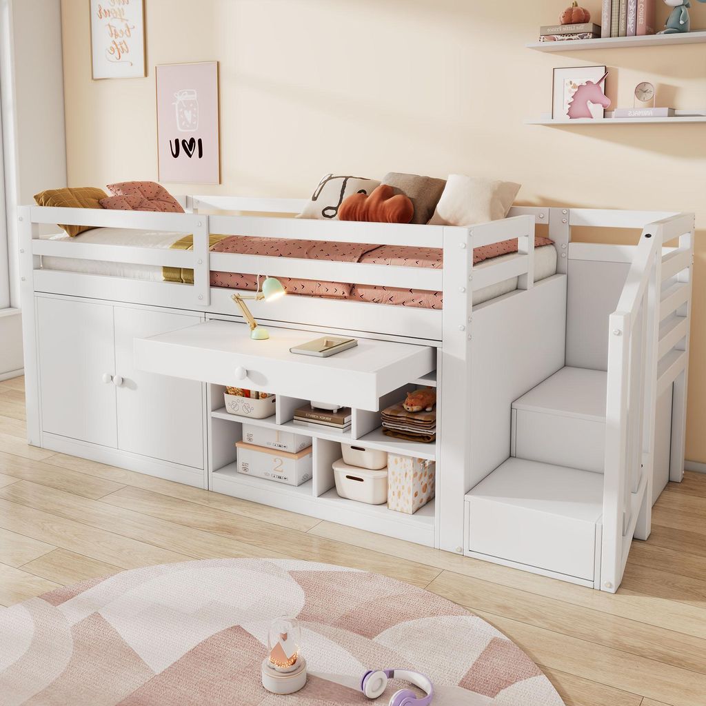 OKWISH Lit Mezzanine Enfant 90x200 - Lit Combiné avec Image du produit 