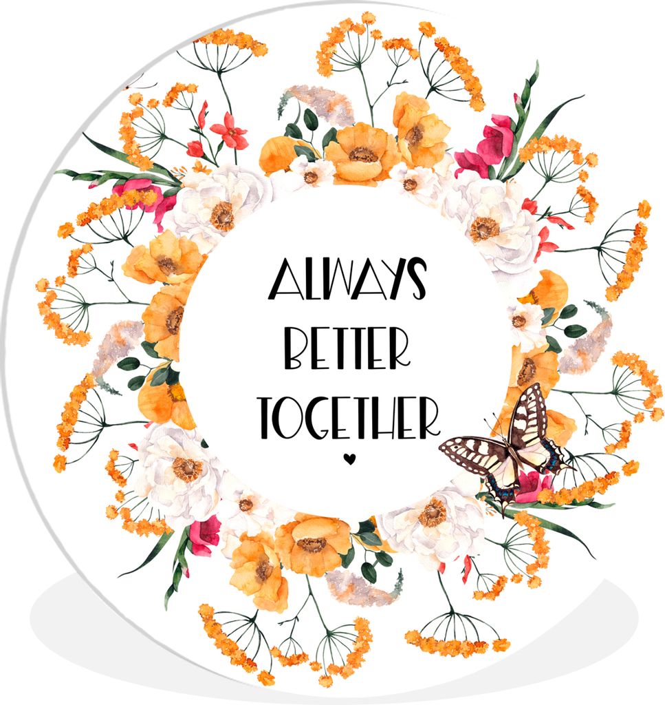 MuchoWow Rundes Wandbild - Runde Bilder Zitate - Sprichwörter - Gemeinsam immer besser - Familie Ø 30 cm Kreis Wanddekoration Kunststoff - Wand...