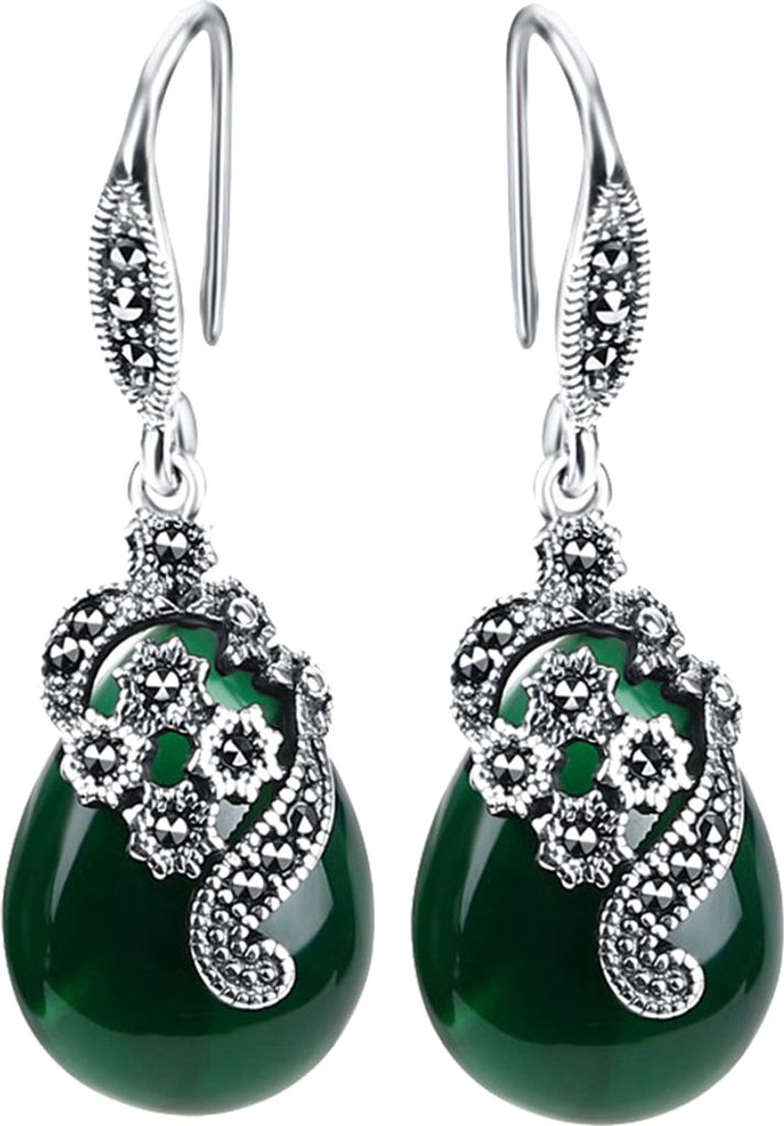 Vintage Damen Faux Smaragd Rubin Wassertropfen Ohrhänger Ohrringe Schmuck Geschenk-Grün