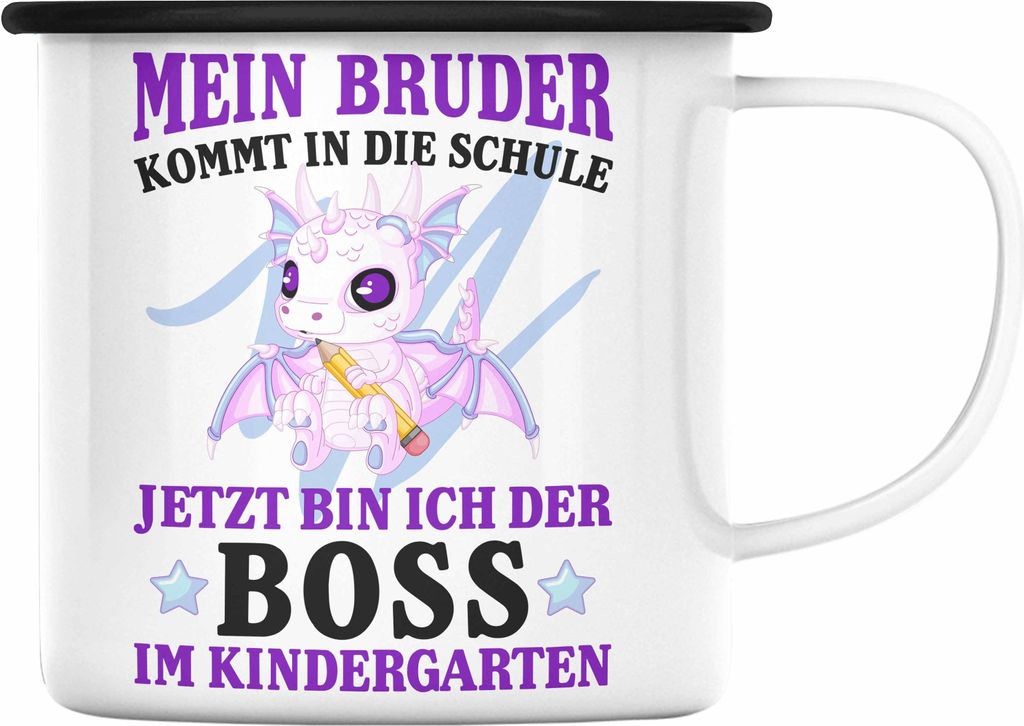 Trendation - Einschulung Geschenk für Schultüte Füllung Emaille Tasse Schulstart 1. Schultag Schuleinführung Schulanfang Geschenkidee Schulkind...