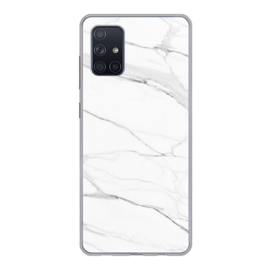 MuchoWow Handyhülle Schutzhülle Hülle für Samsung Galaxy A51 Marmor - Weiß - Linie - Muster - Luxus - Marmoroptik Silikon Softcase Handy Hü...