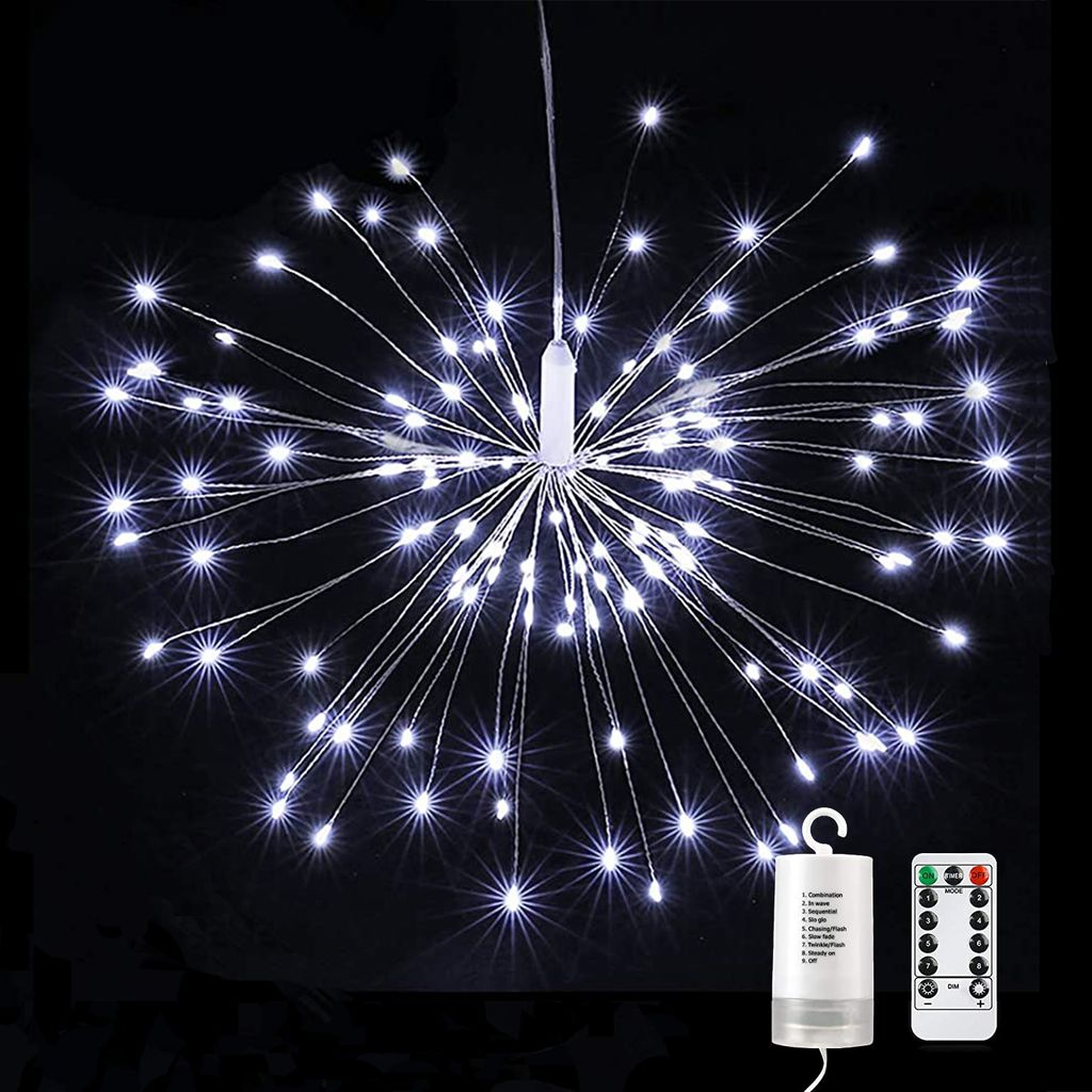 4X LED Feuerwerk Lichterkette Batterie Außen Innen Weihnachten Party Deko Licht 