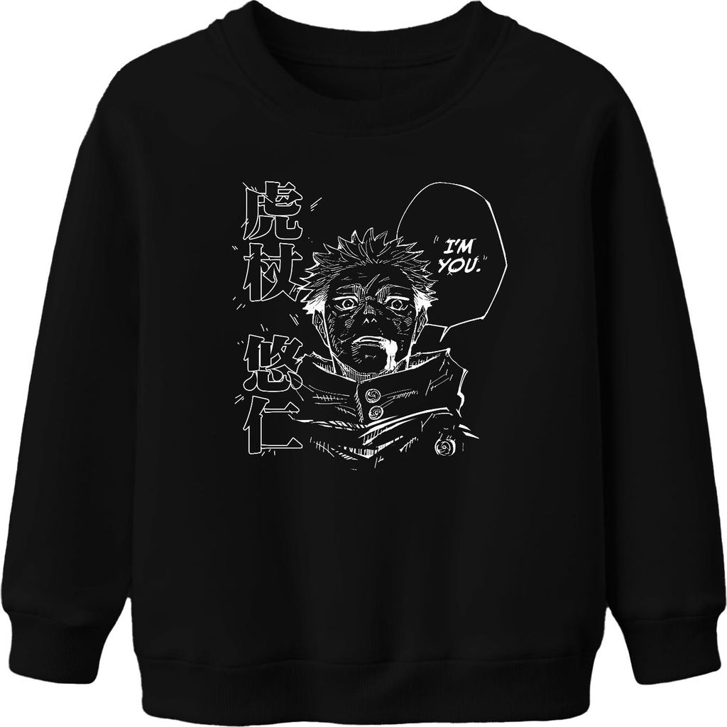 I'M YOU Itadori Yuji Jujutsu Kaisen Manga Schwarz Weiß Geschenk Uni Kinder Sweatshirt Pullover, Schwarz, 104